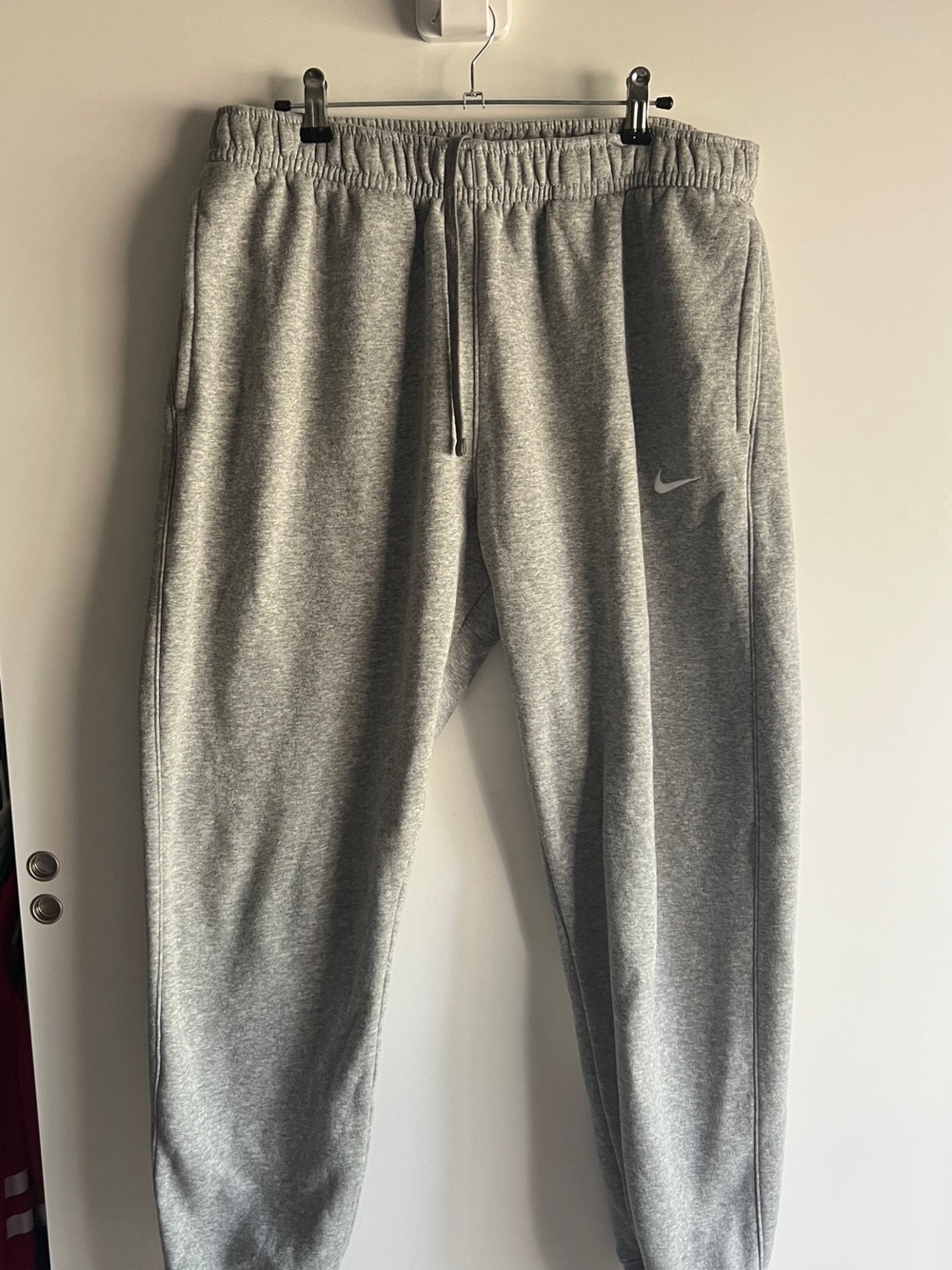 Nike Light Gray Fleece Joggers with Black Swoosh Tag